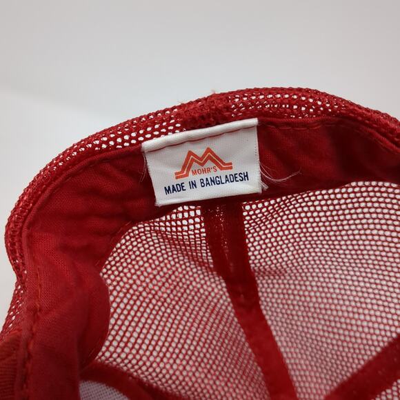 Mohr's Snapback Trucker Hat Red One Size Adjustable Mesh Back Rope Embroidered - Picture 9 of 10